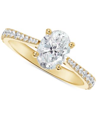 De Beers Forevermark - Diamond Oval-Cut Solitaire Tapered Pav&eacute; Engagement Ring (1-1/10 ct. t.w.) in 14k Gold