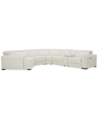 Furniture - Jenneth 6-Pc. Leather Sofa with 1 Power Motion Recliner and Cuddler