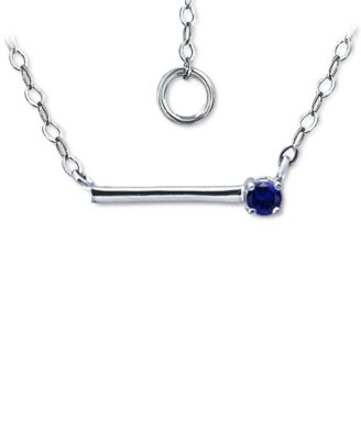 Giani Bernini - Imitation Blue Sapphire Polished Bar Necklace, 16" + 2" extender, (Also in Lab-Created Ruby)