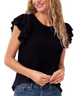 CeCe - Ruffled Flutter-Sleeve Top