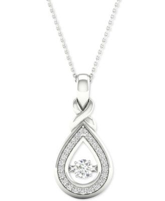 Twinkling Diamond Star - Diamond Teardrop Halo 18" Pendant Necklace (1/4 ct. t.w.) in 10k White Gold