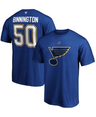 Majestic - Men's Branded Jordan Binnington Blue St. Louis Blues Team Authentic Stack Name & Number T-Shirt