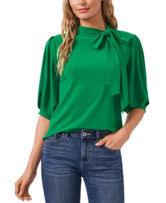 CeCe - Puff-Sleeve Bow-Neck Top