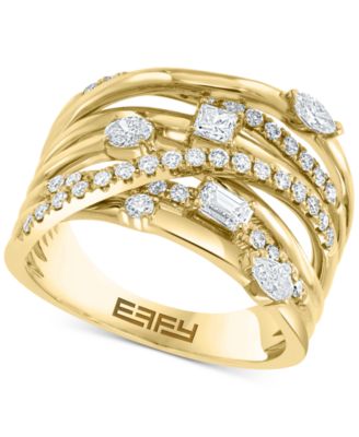 EFFY Collection - Diamond Multi-Shape Multirow Crossover Ring (1 ct. t.w.) in 14k Gold