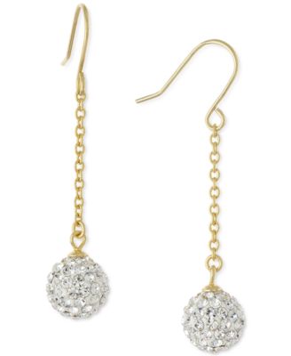 Giani Bernini - Crystal Pav&eacute; Ball Chain Drop Earrings in 14k Gold-Plated Sterling Silver