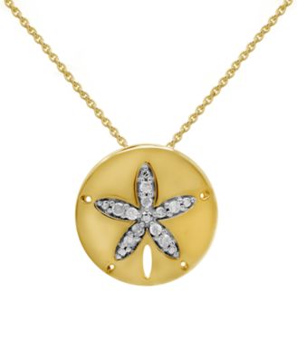 Macy's Brand - Diamond Sand Dollar 18" Pendant Necklace (1/10 ct. t.w.) in 14k Gold-Plated Sterling Silver
