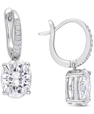 Macy's - Lab-Created Moissanite Oval Leverback Drop Earrings (5-1/5 ct. t.w.) in Sterling Silver