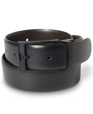 Perry Ellis Portfolio - Matte Black Buckle Leather Belt