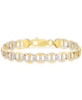 Italian Gold - Men's Two-Tone Mariner Link Bracelet in Sterling Silver & 14k Gold-Plate