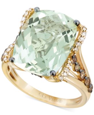 Le Vian - Prasiolite (9-3/4 ct. t.w.), White Diamond (1/8 ct. t.w.) and Chocolate Diamond (3/8 ct. t.w.) Ring in 14k Gold