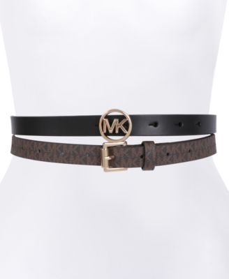 Michael Kors - 2-Pk. Smooth Leather & Logo-Print Belts