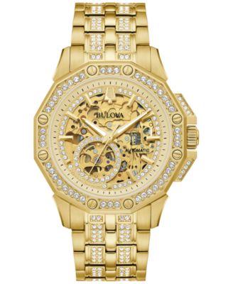 Bulova - Men's Octava Automatic Crystal-Accent Gold-Tone Stainless Steel Bracelet Watch 41.7mm