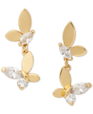 kate spade new york - Gold-Tone Crystal Social Butterfly Drop Earrings