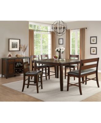 Homelegance - Leona 6pc Dining Set (Counter Height Table, 4 Side Chairs & Bench)