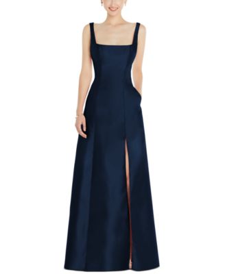 Alfred Sung - Front-Slit Satin Gown
