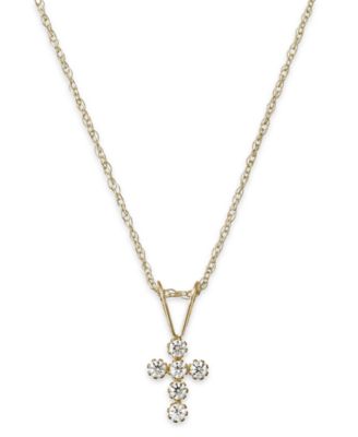 Macy's Brand - Children's Cubic Zirconia Cross Pendant Necklace in 14k Gold