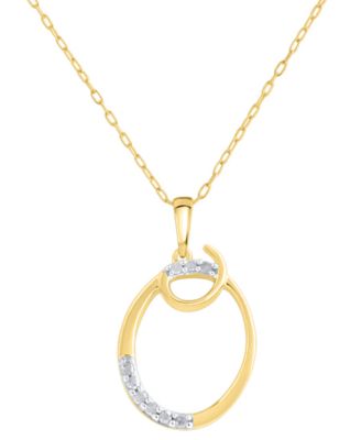 Macy's Brand - Diamond Fancy Initial 18" Pendant Necklace (1/10 ct. t.w.) in 14k Gold-Plated Sterling Silver