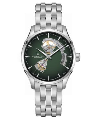 Hamilton - Men's Automatic Jazzmaster Open Heart Smoked Green Stainless Steel Bracelet Watch 40mm
