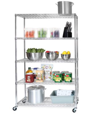 Seville Classics - Commercial-Grade 5-Tier NSF-Certified Steel Wire Wheeled Shelving