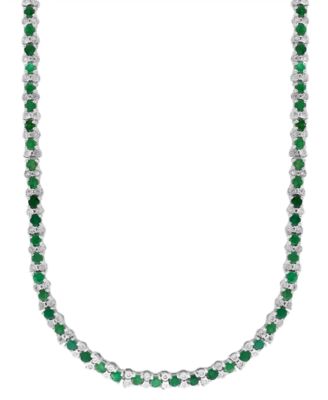 EFFY Collection - Emerald (7-5/8 ct. t.w.) & Diamond (7/8 ct. t.w.) 18" Collar Necklace in Sterling Silver