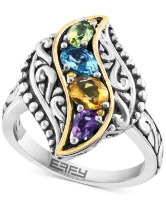 EFFY Collection - Multi-stone Filigree Ring (2-1/5 ct. t.w.) in Sterling Silver & 18k Gold-Plate