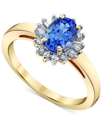 Macy's Brand - Tanzanite (1 ct. t.w.) & Diamond (1/5 ct. t.w.) Halo Ring in 10k Ring