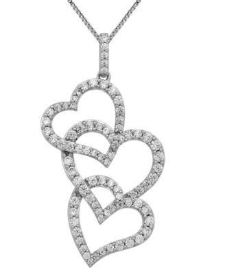 Macy's Brand - Diamond Interlocking Heart Pendant Necklace (1 ct. t.w.) in 10k White Gold, 16" + 2" extender