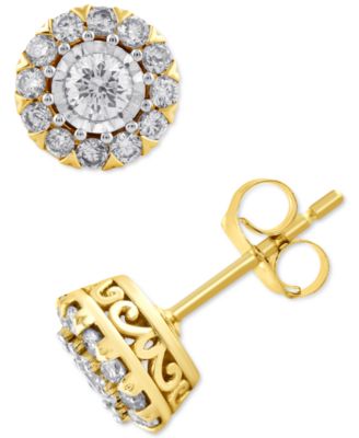 Macy's Brand - Diamond Halo Stud Earrings (3/4 ct. t.w.) in 10k Gold