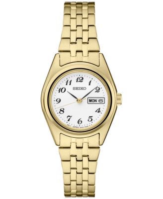 Seiko - Women's Analog Essentials Gold-Tone Stainless Steel Bracelet Watch 25mm