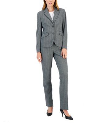 Anne Klein - Women's Herringbone Two-Button Jacket & Flare-Leg Pants & Pencil Skirt
