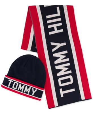 Tommy Hilfiger - Men's Racing Stripe Scarf, Logo Cuff Hat & Gloves Set