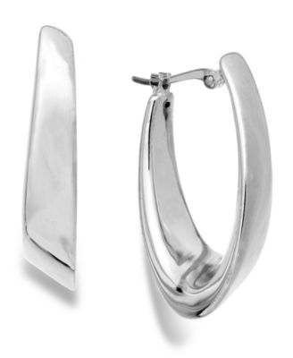 Macy's Brand - Visor Hoop Earrings in 14k White Gold