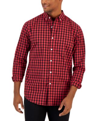 Club Room - Men's Grant Classic-Fit Check Button-Down Poplin Shirt