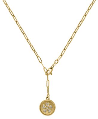 EFFY Collection - Diamond Flower Disc 18" Pendant Necklace (1/5 ct. t.w.) in 14k Gold