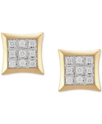 Grown With Love - Men's Lab Grown Diamond Square Cluster Stud Earrings (1/2 ct. t.w.) in 10k Gold