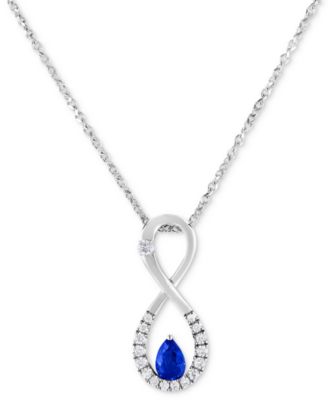 Macy's Brand - Sapphire (1/2 ct. t.w.) & Diamond (1/5 ct. t.w.) Infinity Pendant Necklace in 14k White Gold, 16" + 2" extender