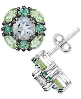 Macy's - Multi-Gemstone Cluster Stud Earrings (3-3/8 ct. t.w.) in Sterling Silver