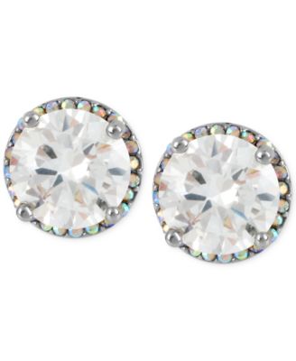 Betsey Johnson - Silver-Tone Crystal Round Stud Earrings