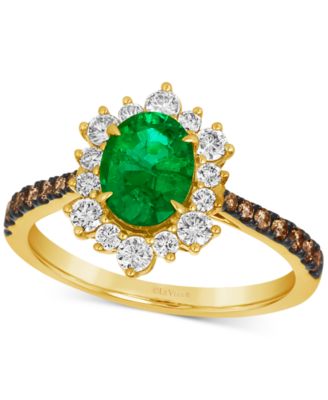Le Vian - Costa Smeralda Emeralds (7/8 ct. t.w.) & Diamond (5/8 ct. t.w.) Halo Ring in 14k Gold