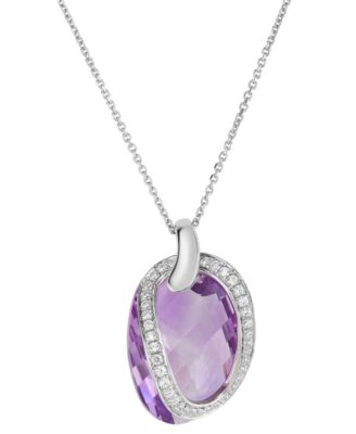 Macy's Brand - Amethyst (9 ct. t.w.) & Cubic Zirconia (1/3 ct. t.w.) 18" Pendant Necklace in Sterling Silver
