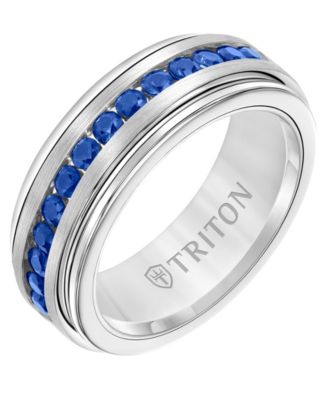 Triton - Men's Sapphire Wedding Band (1-1/2 ct. t.w.) in White Tungsten Carbide & Sterling Silver