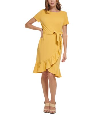 Calvin Klein - Ruffled Tulip-Hem Crepe Dress