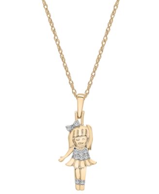 Wrapped - Diamond Ballerina Girl Pendant Necklace (1/20 ct. tw) in 10k Gold, 18" + 2" extender