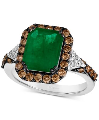Le Vian - Couture Costa Smeralda Emeralds (2-3/8 ct. t.w.), Chocolate Diamonds (5/8 ct. t.w.) & Nude Diamonds (1/10 ct. t.w.) Square Halo Ring in Platinum