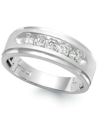 Macy's Brand - Men's Five-Stone Diamond Ring in 10k White Gold (1/2 ct. t.w.)