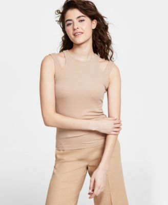 Bar III - Women's Cutout Ribbed Tank Top, Created for Macy's