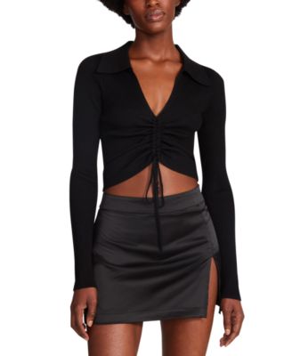 Steve Madden - Women's Maggie Ruched-Front Ribbed Sweater