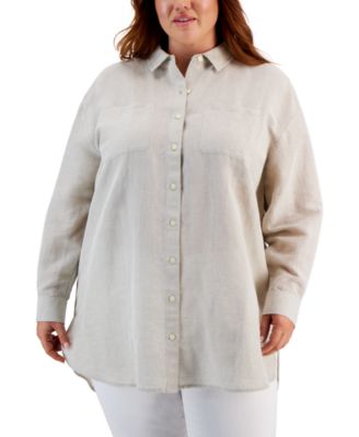 Style & Co - Plus Size Boyfriend Patch-Pocket Shirt