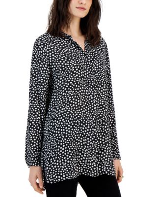 Alfani - Striped Roll-Tab-Sleeve Shirt