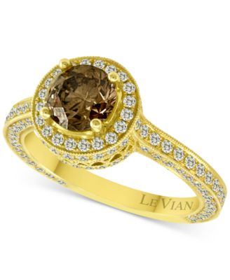 Le Vian - Chocolate Diamond (1-1/20 ct. t.w.) & Vanilla Diamond (7/8 ct. t.w.) Halo Ring in 18k Gold